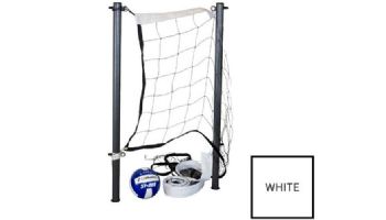Global Pool Products Volleyball Set | 16' Net & Ball | White Poles | No Anchors | GPPOTE-VBS16-WH