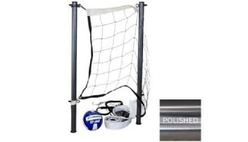 Global Pool Products Volleyball Set | 20' Net & Ball | Polished Poles | No Anchors | GPPOTE-VBS20-SS