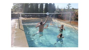 Global Pool Products Volleyball Set | 20' Net & Ball | White Poles | No Anchors | GPPOTE-VBS20-WH