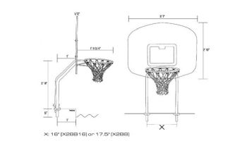 Global Pool Products X2 Basketball 17.5" Anchor Spacing & Volleyball with 16' Net & Ball Combo | Silver Vein | No Anchors | GPP-X2VB16-SV