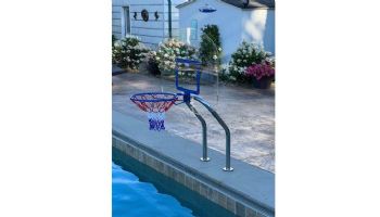 Global Pool Products X2 Basketball 17.5" Anchor Spacing & Volleyball with 16' Net & Ball Combo | Polished Stainless | No Anchors | GPP-X2VB16-SS