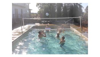 Global Pool Products X2 Basketball 17.5" Anchor Spacing & Volleyball with 16' Net & Ball Combo | Polished Stainless | No Anchors | GPP-X2VB16-SS