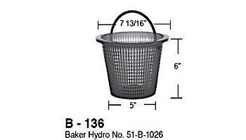 Aladdin Plastic Basket for Baker Hydro No. 51-B-1026 | B-136