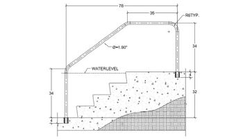 Saftron Deck To Pool Mounted 3-Bend Handrail | .25" Thickness 1.90" OD | 78"W x 34"H | White | DTP-378-W