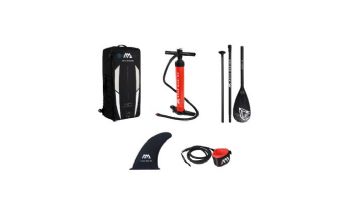 Aqua Marina Pure Air All-Around iSUP | Adjustable Aluminum Paddle with Safety Leash | Blue | 10' 10" x 32" | PA-23AR06PS