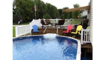 Coronado 18' x 33' Oval Above Ground Pool | White In-Wall Step | Basic Package 54" Wall | 190145