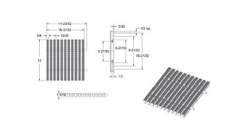 AquaStar 12" Perpendicular T-Bar Deck Drain | 20 Feet | Medium Gray | TBAR12-20-117