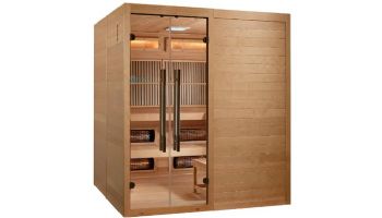 Golden Designs Toledo 6-Person Hybrid Sauna Full Spectrum and Harvia Traditional Stove with Himalayan Salt | Hemlock | GDI-8360-01