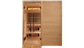 Golden Designs Toledo 6-Person Hybrid Sauna Full Spectrum and Harvia Traditional Stove with Himalayan Salt | Hemlock | GDI-8360-01