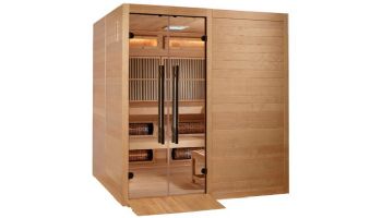 Golden Designs Toledo 6-Person Hybrid Sauna Full Spectrum and Harvia Traditional Stove with Himalayan Salt | Hemlock | GDI-8360-01