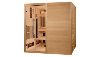 Golden Designs Toledo 6-Person Hybrid Sauna Full Spectrum and Harvia Traditional Stove with Himalayan Salt | Hemlock | GDI-8360-01