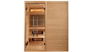 Golden Designs Toledo 6-Person Hybrid Sauna Full Spectrum and Harvia Traditional Stove with Himalayan Salt | Hemlock | GDI-8360-01