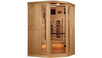 Golden Designs 3-Person Corner Full Spectrum PureTech Near Zero EMF FAR Infrared Sauna with Himalayan Salt Bar | Hemlock | GDI-8035-03