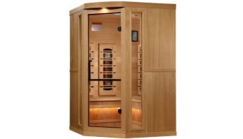 Golden Designs 3-Person Corner Full Spectrum PureTech Near Zero EMF FAR Infrared Sauna with Himalayan Salt Bar | Hemlock | GDI-8035-03