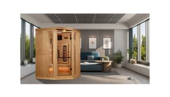 Golden Designs 3-Person Corner Full Spectrum PureTech Near Zero EMF FAR Infrared Sauna with Himalayan Salt Bar | Hemlock | GDI-8035-03