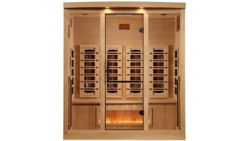 Golden Designs 4-Person Full Spectrum PureTech Near Zero EMF FAR Infrared Sauna with Himalayan Salt Bar | Hemlock | GDI-8040-03