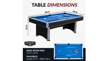 Hathaway Maverick II 7-Ft. Pool Table with Table Tennis Top | Black with Blue Felt | BG50390