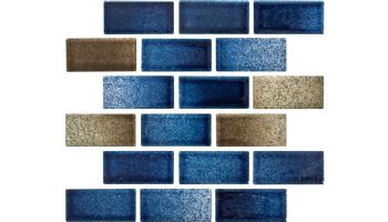 National Pool Tile Blended Brick 1x2 Series | Blue/Gray Mix | MASBBM2