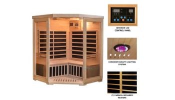 HeatWave Sonoma 3-Person Hemlock Infrared Corner Sauna with 7 Carbon Heaters | SA7019