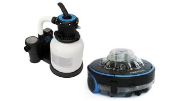 CaliMar® 16" Above Ground Pool Sand Filter with 0.75HP Single Speed Pump and Aquamoto Scrubo Zoom Cordless Robotic Pool Cleaner Kit | CMARITX16-AQM301000