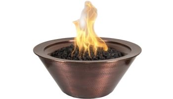 The Outdoor Plus 36" Round Cazo Fire Bowl | Match Lit with Flame Sense - Natural Gas | Hammered Patina Copper | OPT-102-36NWFFSML-NG