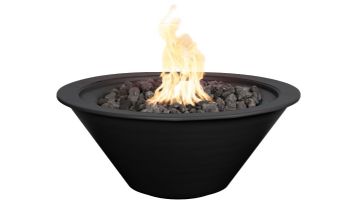 The Outdoor Plus 30" Round Cazo Fire Bowl | Powder-Coated Metal | Low Voltage Electronic Ignition - Natural Gas | Black | OPT-R30PCFOE12V-BLK-NG