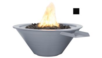The Outdoor Plus 24" Round Cazo Fire & Water Bowl | Powder-Coated Metal | Low Voltage Electronic Ignition - Natural Gas | Black | OPT-R24PCFWE12V-BLK-NG