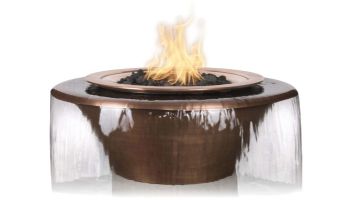 The Outdoor Plus 30" Round Cazo 360 Degree Spill Fire & Water Bowl | Low Voltage Electronic Ignition - Natural Gas | Hammered Patina Copper | OPT-30FW360E12V-NG
