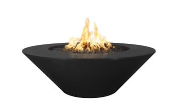 The Outdoor Plus 48" Round Cazo Fire Pit | Powder Coated Metal | Wide Ledge | Match Lit - Liquid Propane | Black | OPT-CZPC48-BLK-LP