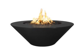 The Outdoor Plus 48" Round Cazo Fire Pit | Powder Coated Metal | Wide Ledge | Spark Ignition with Flame Sense - Liquid Propane | Black | OPT-CZPC48FSEN-BLK-LP