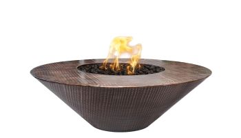 The Outdoor Plus 48" Round Cazo Fire Pit | Wide Ledge | Plug and Play Electronic Ignition - Liquid Propane | Hammered Patina Copper | OPT-RS48EKIT-LP