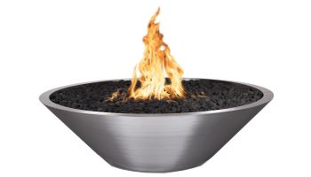 The Outdoor Plus 48" Round Cazo Fire Pit | Narrow Ledge | Match Lit with Flame Sense - Natural Gas | Stainless Steel | OPT-SS48FPFSML-NG