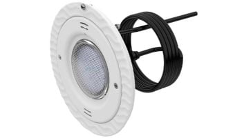 AquaStar Lite Star 20-Degree Adjustable Angle Blue LED Pool and Spa Light with Retrofit Adapter Kit for 8" SwimQuip Niches | 12V 9W | White Face Plate | LS101-SR-BLUE