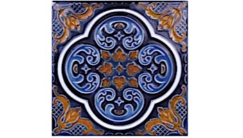 National Pool Tile Casablanca 6x6 Deco Series | Cobalt Rust | CAS200