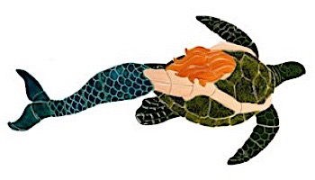 Ceramic Mosaic Mermaid with Turtle | 38"x19" | MT48-41