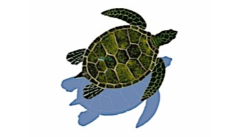 Ceramic Mosaic Green Sea Turtle with Shadow | 12" x 12" | GT7-10/SH