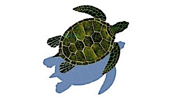 Ceramic Mosaic Green Sea Turtle with Shadow | 28" x 24" | GT7-24/SH