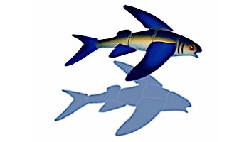 Ceramic Mosaic Flying Fish-C with Shadow | 12" x 12" | FF47/SH