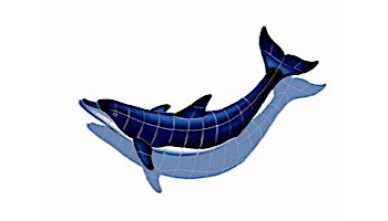Ceramic Mosaic Blue Dolphin-B with Shadow | 28" x 12" | BD43-27/SH