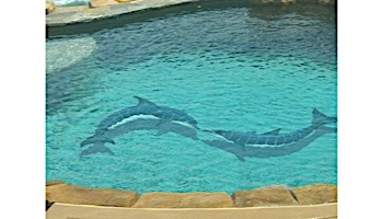 Ceramic Mosaic Blue Dolphin-A with Shadow | 22" x 15" | BD42-21/SH