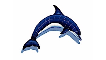Ceramic Mosaic Blue Dolphin-A with Shadow | 22" x 15" | BD42-21/SH
