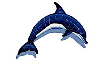 Ceramic Mosaic Blue Dolphin-A with Shadow | 22" x 15" | BD42-21/SH