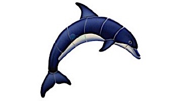 Ceramic Mosaic Blue Dolphin-A with Shadow | 22" x 15" | BD42-21/SH