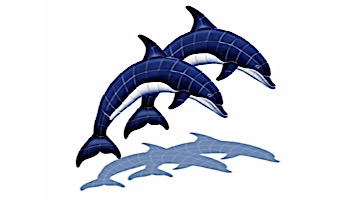 Ceramic Mosaic Double Dolphin with Shadow | 44" x 40" | BD42-D/SH