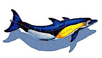 Ceramic Mosaic Common Dolphin-B with Shadow | 52" x 25" | D2-52/SH
