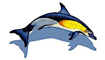 Ceramic Mosaic Common Dolphin-A with Shadow | 52" x 28" | D1-52/SH