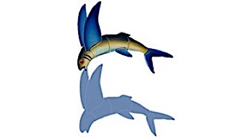 Ceramic Mosaic Flying Fish-A Reverse with Shadow | 12" x 14" | FF45R/SH