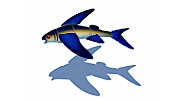 Ceramic Mosaic Flying Fish-C Reverse with Shadow | 12" x 12" | FF47R/SH