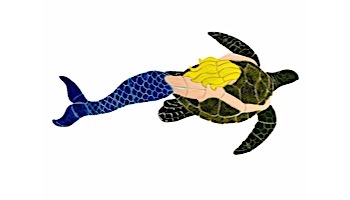 Ceramic Mosaic Blonde Mermaid with Turtle | 38" x 19" | MT48B-41