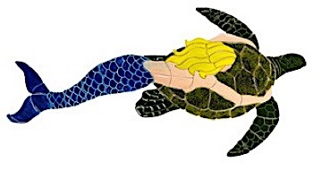 Ceramic Mosaic Blonde Mermaid with Turtle | 38" x 19" | MT48B-41